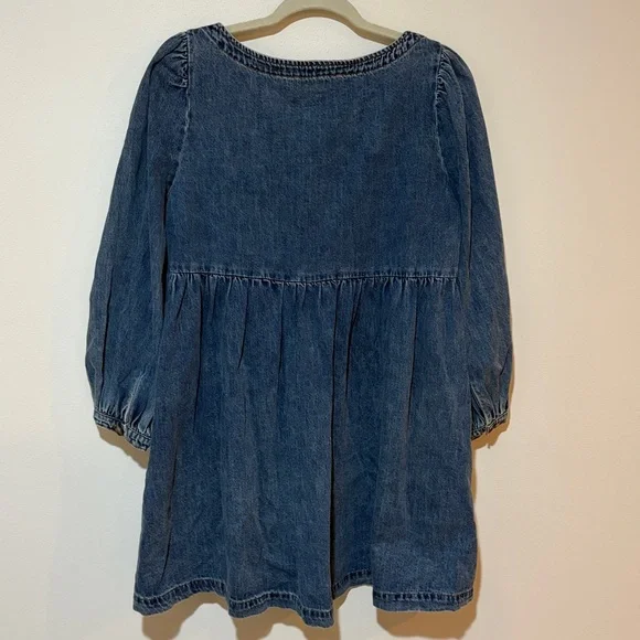Baltic Born Gretchen Babydoll Long Sleeve Denim Mini Dress Size Large Western - Picture 9 of 11
